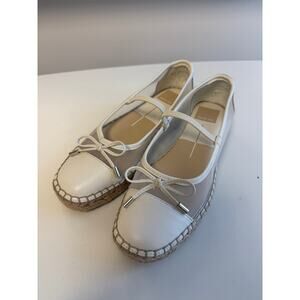 Dolce Vita White Mesh Leather Espadrille Flat Mary Jane Bow Size 6 NWT